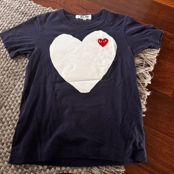 Comme des Garcons Tops - Comme des Garcons Blue and White Short Sleeve Tee